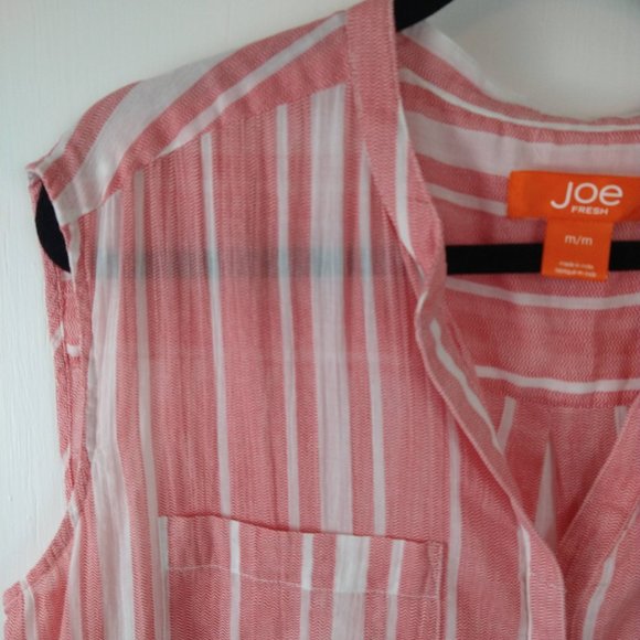 Sheer Striped Pocketed Sleeveless Blouse by Joe - Picture 3 of 7